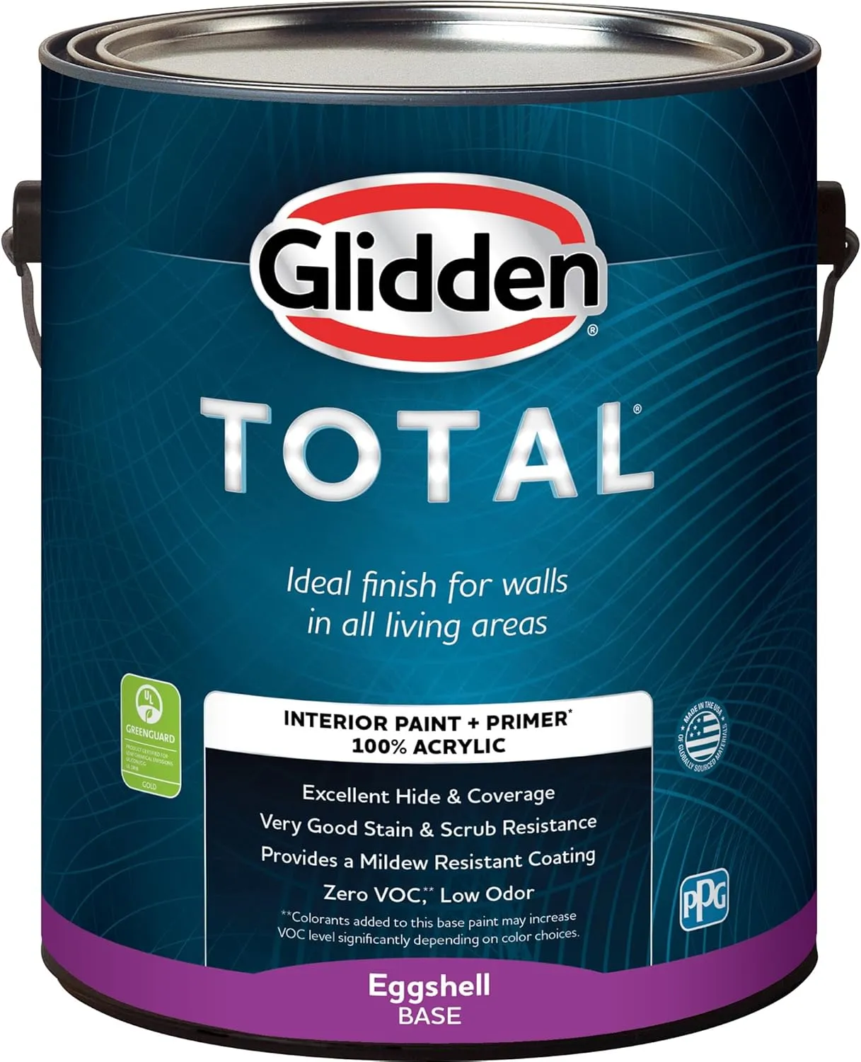 Glidden Total Interior Wall Paint & Primer All-in-One, Mountain Stream/Blue, Flat, 1 Gallon