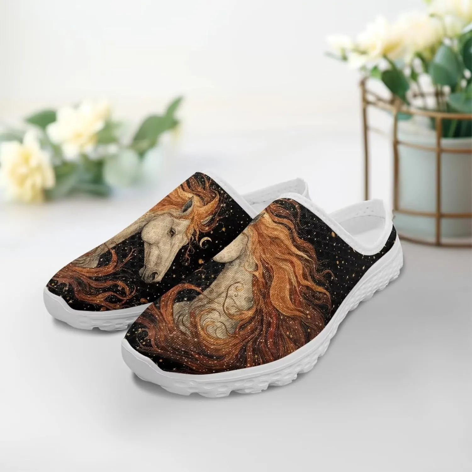 GOSTONG Mules for Women Lightweight Slip on Mule Backless Sneakers Breathable Mesh Walking Shoes for Garden Outdoors Size 6-13.5