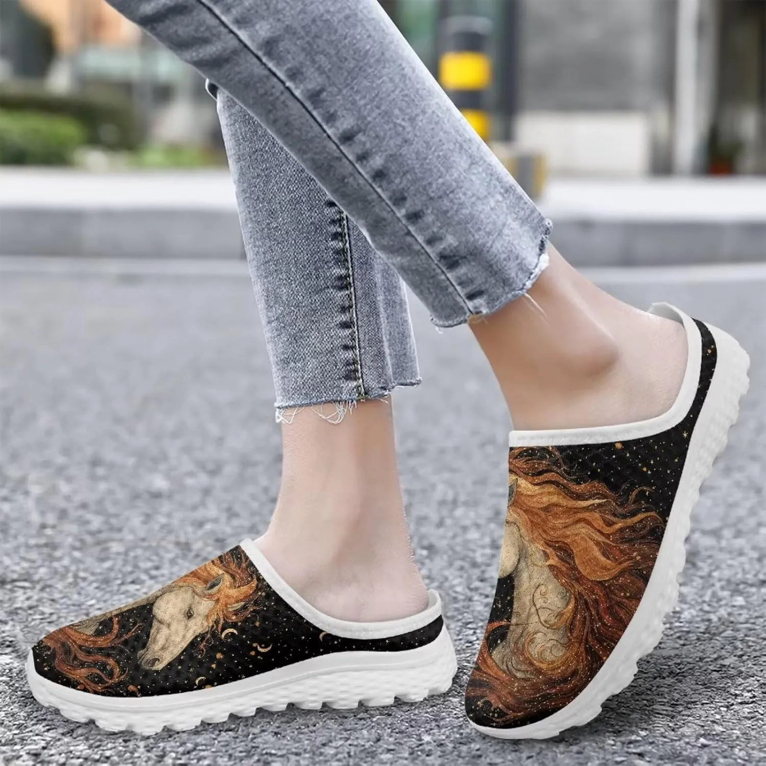 GOSTONG Mules for Women Lightweight Slip on Mule Backless Sneakers Breathable Mesh Walking Shoes for Garden Outdoors Size 6-13.5