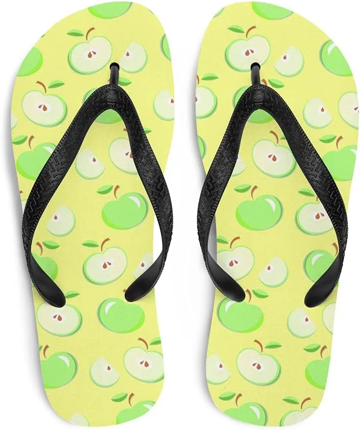 Green Apples Flip Flops - Granny Smith Green Apples Types Unisex Mens Womens Flip Flops for Beach Pool Shower