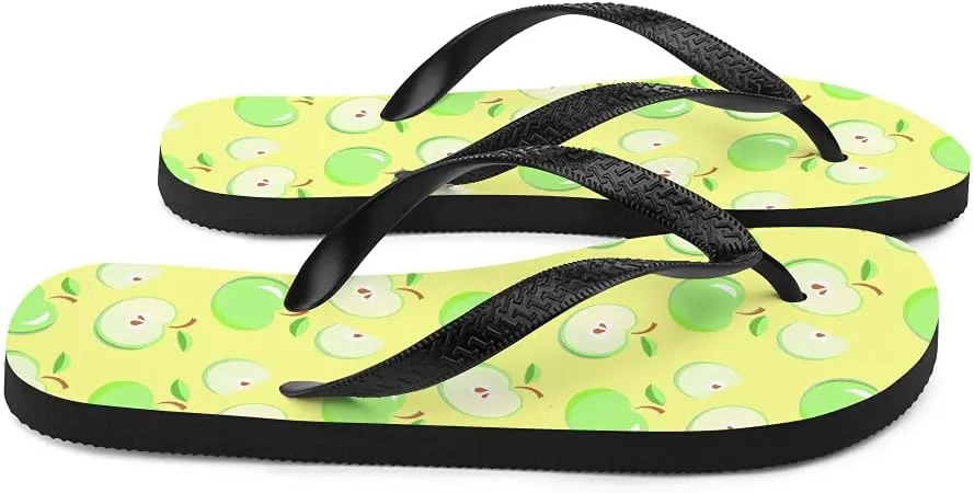 Green Apples Flip Flops - Granny Smith Green Apples Types Unisex Mens Womens Flip Flops for Beach Pool Shower