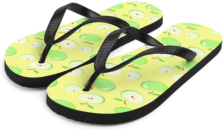 Green Apples Flip Flops - Granny Smith Green Apples Types Unisex Mens Womens Flip Flops for Beach Pool Shower