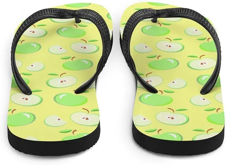 Green Apples Flip Flops - Granny Smith Green Apples Types Unisex Mens Womens Flip Flops for Beach Pool Shower