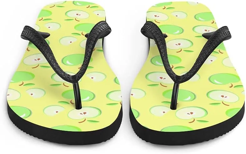 Green Apples Flip Flops - Granny Smith Green Apples Types Unisex Mens Womens Flip Flops for Beach Pool Shower