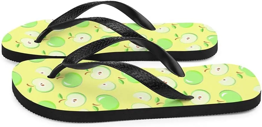 Green Apples Flip Flops - Granny Smith Green Apples Types Unisex Mens Womens Flip Flops for Beach Pool Shower