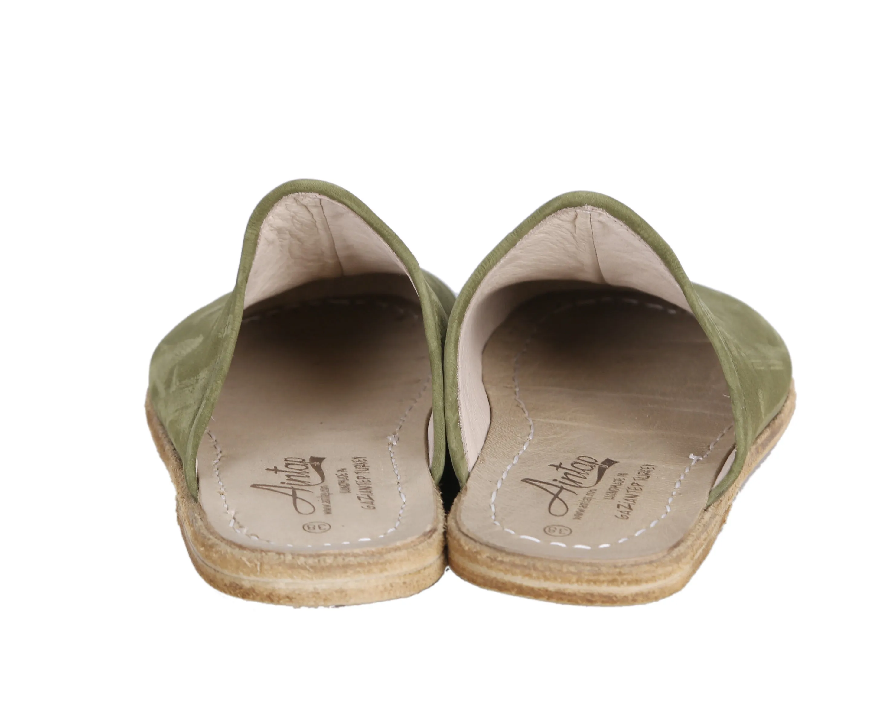 Green Sandal Wide Barefoot Nubuck Leather Handmade