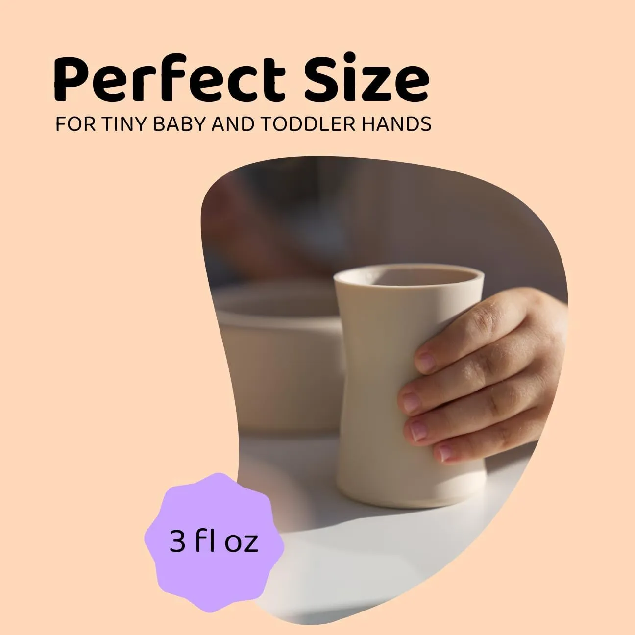 Grip Cup, Silicone Open Training Cup for Baby and Toddler, 3 fl oz, Easy Grip, Non-Slip, Heavy Base, Microwave & Dishwasher Safe, No BPA, Pack of 2, Blue Hour