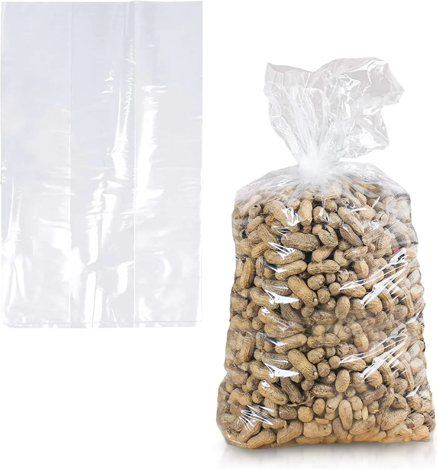 Gusseted Plastic Poly Bag - 12x8x30 & (100 Bags) 2Mil | Heat Sealable | Durable Open Top Clear Plastic Bags for Party Favor, Cookie, Candy, Small Gift Wrapping, Dessert