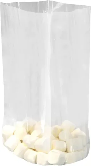 Gusseted Plastic Poly Bag - 12x8x30 & (100 Bags) 2Mil | Heat Sealable | Durable Open Top Clear Plastic Bags for Party Favor, Cookie, Candy, Small Gift Wrapping, Dessert
