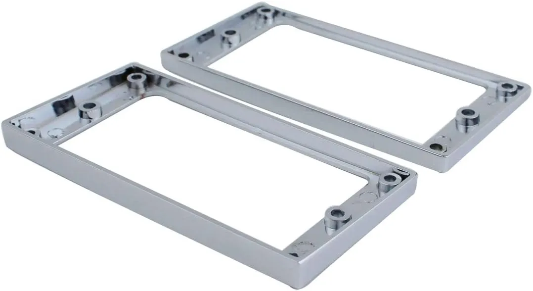Guyker Flat Metal Humbucker Pickup Mounting Ring Set - Bridge Neck Pickups Cover Frame Replacement Part for Electric Guitar or Precision Bass(2PCS, Chrome)