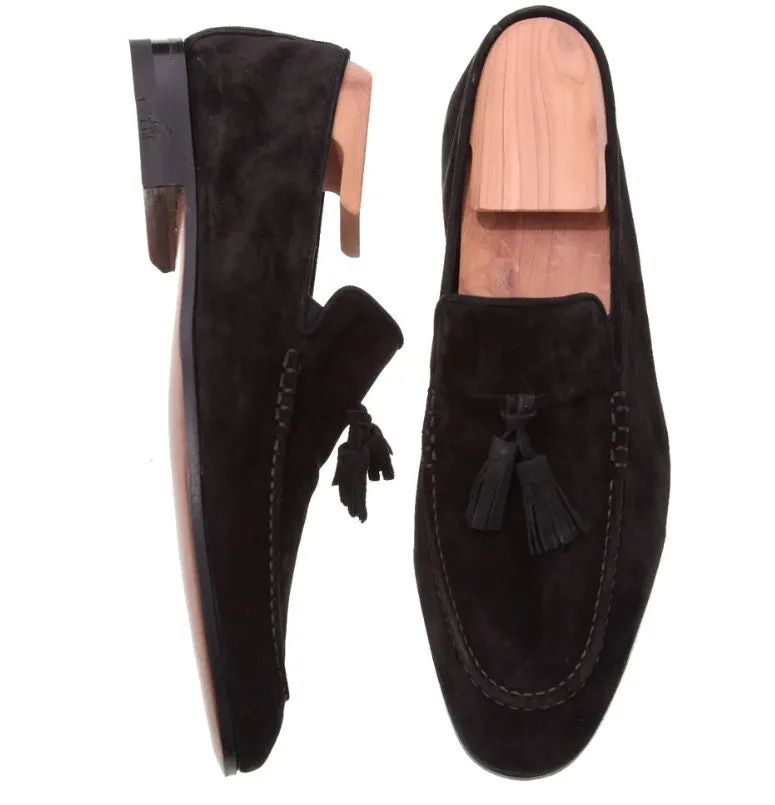 Handmade Brown Suede Loafers for Men