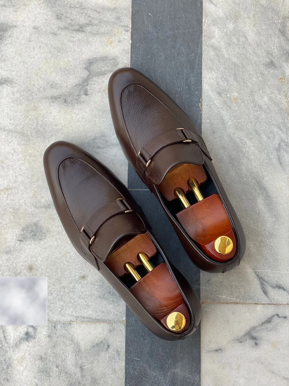 Handmade Dark Brown Leather Moccasins Loafer Shoes for Men