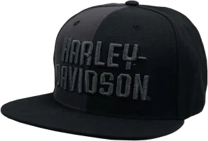 Harley-Davidson Men's Two Tone Snapback Flat Brim Baseball Cap - Black & Gray
