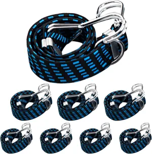 Heavy Duty Rubber Bungee Cords with Hooks Outdoor, 8 PCS Elastic Tie Down Bungee Straps Set for Moving Cargo, Bike, Luggage Rack, Gardening, Camping, Hand Carts