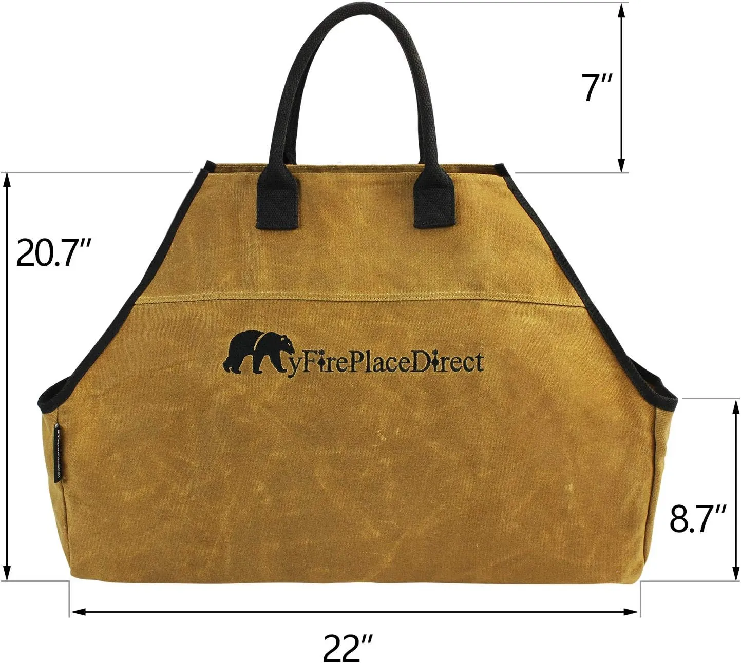 Heavy Duty Waxed Canvas Log Carrier Tote Bag with Unique Embroidered Logo, Extra Large Durable Firewood Holder with Strong Comfort Handle, Heavy Duty Wood Carrying Bag Rust