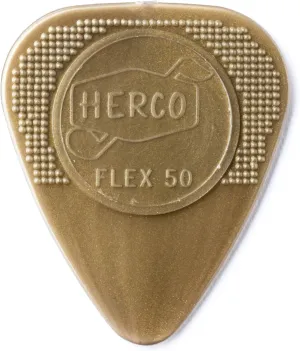 Herco® HE210 Flex 50 Nylon Flat Picks, Gold, Medium, 100/Bag