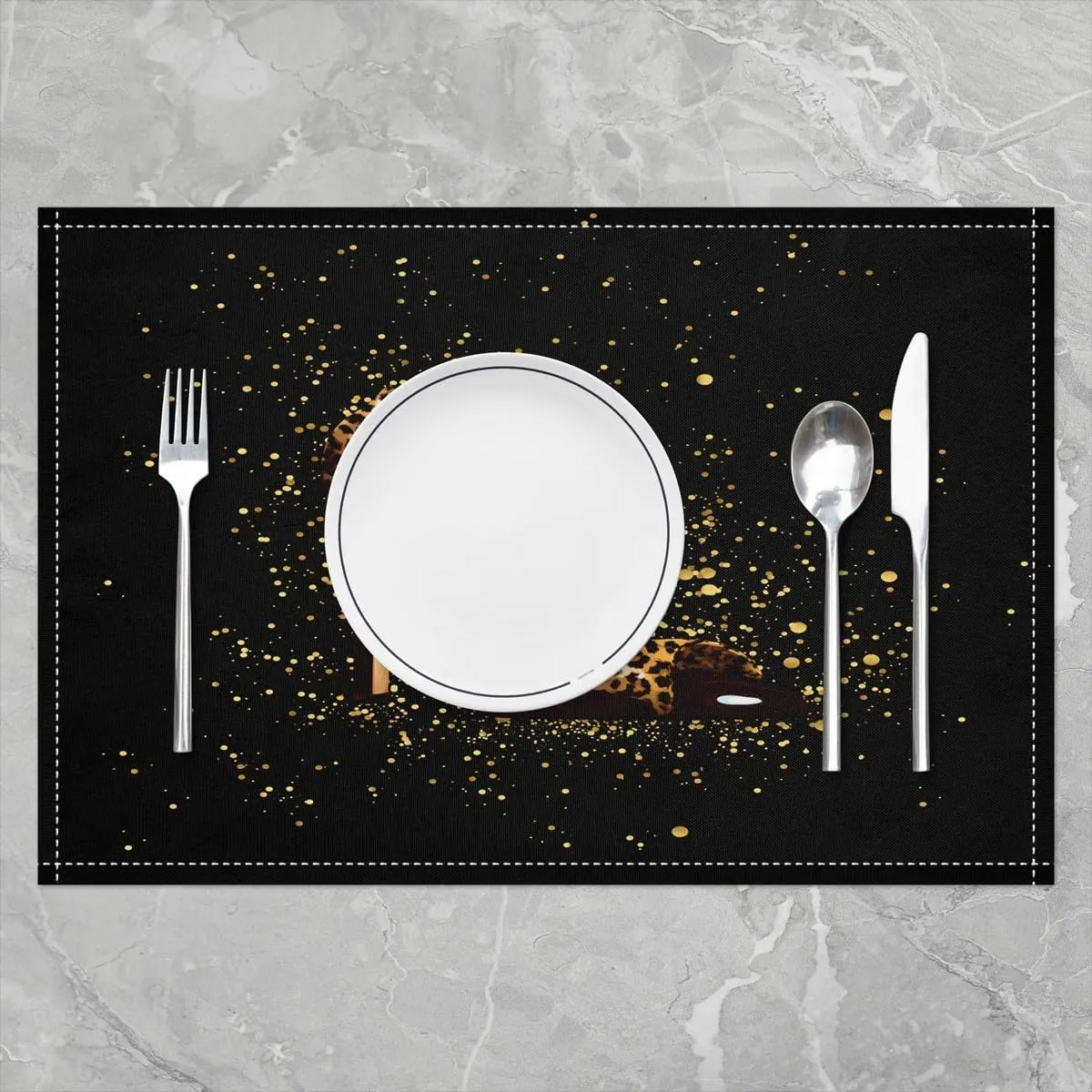 High Heels Placemat Set of 4,Leopard Print Romantic Outdoor Indoor Place Mats,Modern Fashion Lady Washable Durable Table Mats 12x18 Inch