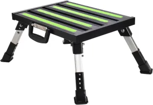 Homeon Wheels Safety RV Steps, Step Stool Folding Platform Step with Durable Feet, More Stable Up to 1000 lbs (Black)