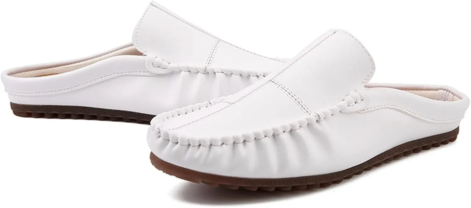 HOOENG Shoes Smoking Loafer for Men Stitching Details Backless Moccasins Shoes Vegan Leather Anti-Slip Flexible Lightweight Flat Heel Driving Slip On