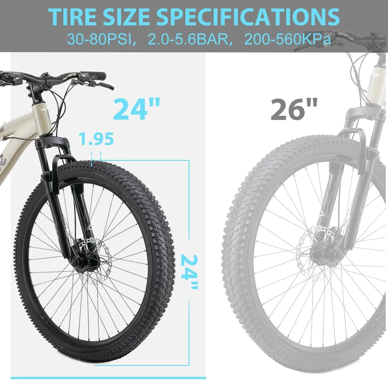 Hycline 2-Pack Mountain Bike Tires Set: 20/24/26/27.5-inch Folding Replacement Puncture-Resistant Bicycle Tires and Pair 20/24/26/27.5-inch Inner Tubes with Tire Levers for MTB Off-Road Bike
