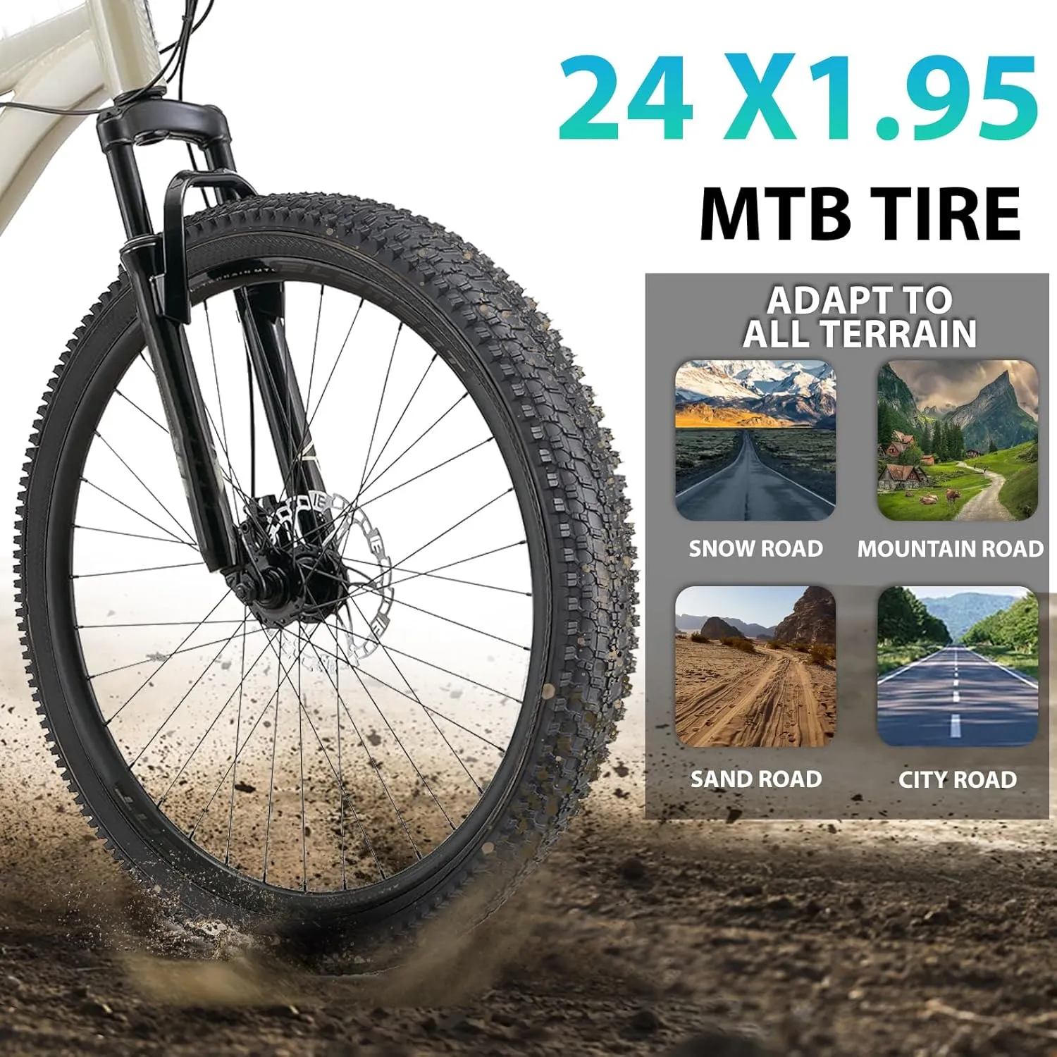 Hycline 2-Pack Mountain Bike Tires Set: 20/24/26/27.5-inch Folding Replacement Puncture-Resistant Bicycle Tires and Pair 20/24/26/27.5-inch Inner Tubes with Tire Levers for MTB Off-Road Bike