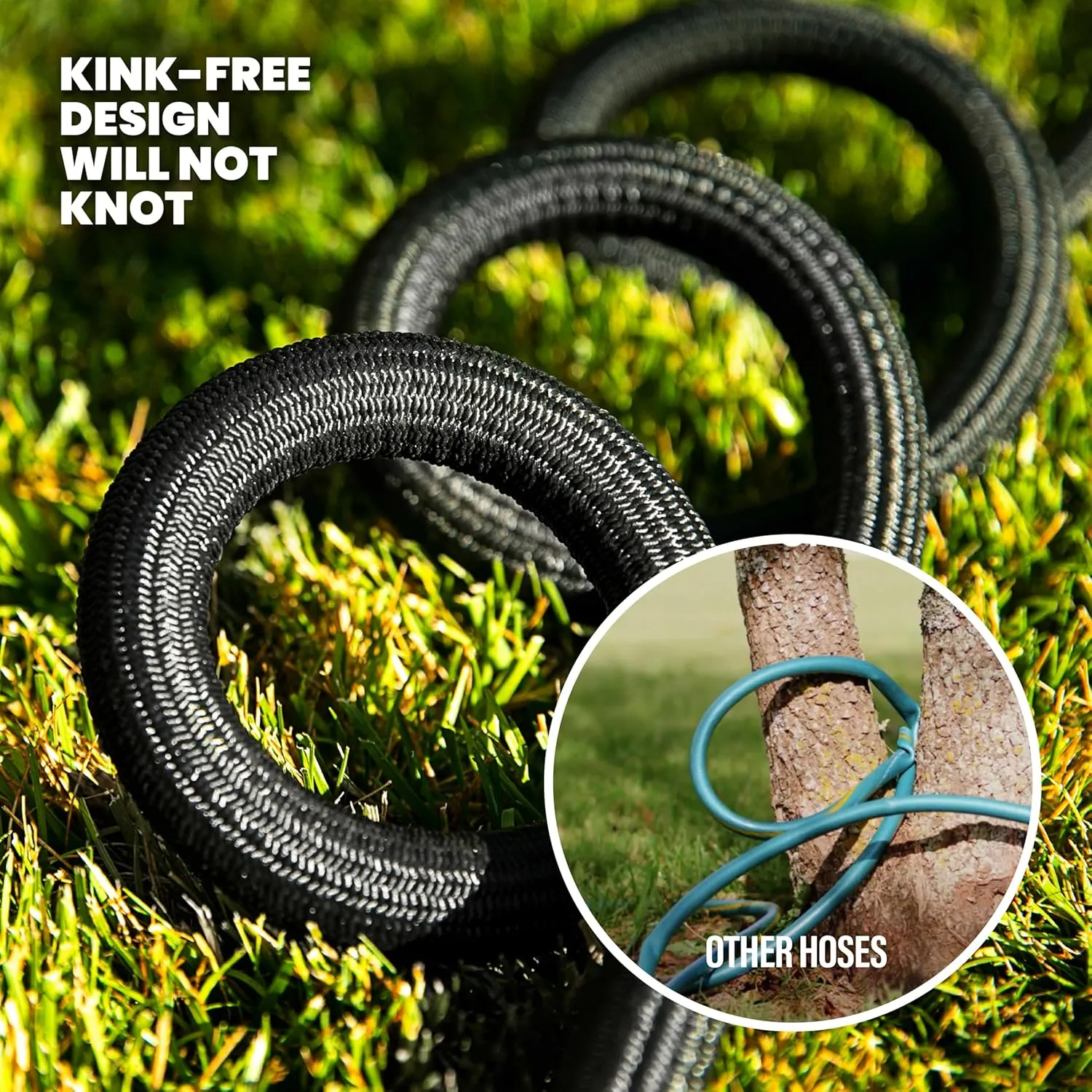 HYDROSTEEL 3x Layer Metal Garden Hose 50 Ft with Nozzle, Stainless Steel Metal Water Hose, Heavy Duty, Flexible, Lightweight, Crush and Kink Resistant, 50 Ft Garden Hose, 500 PSI AS SEEN ON TV