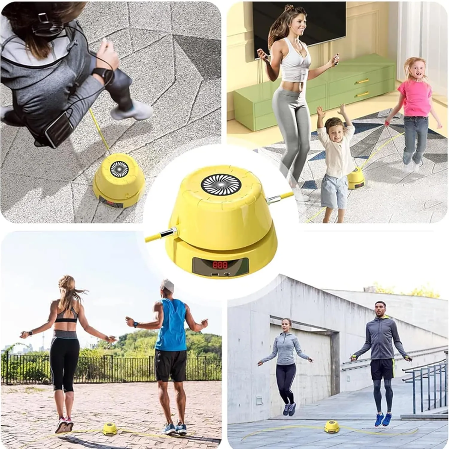 Hyperhop Auto Jump Trainer, Automatic Rope Skipping Machine, Jump Rope Machine, Rechargeable Fitness Jump Ropes Sports for Multi-Person Entertainment,Suits for Family, Gym, Office