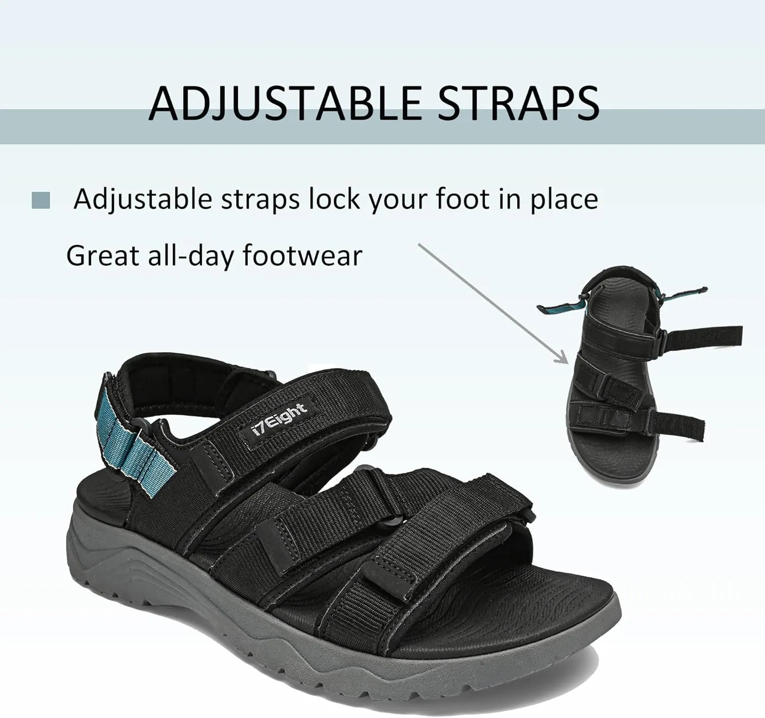 i78 Mens Athletic Walking Sandals with Adjustable Hook and Loop Strap Soft Cushioning Lightweight Comfort Casual for Outdoor Hiking Travel