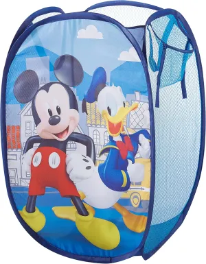 Idea Nuova Disney Mickey Mouse Pop Up Laundry Storage Hamper with Durable Carry Handles, 21" H x 13.5" W X 13.5" L, Blue