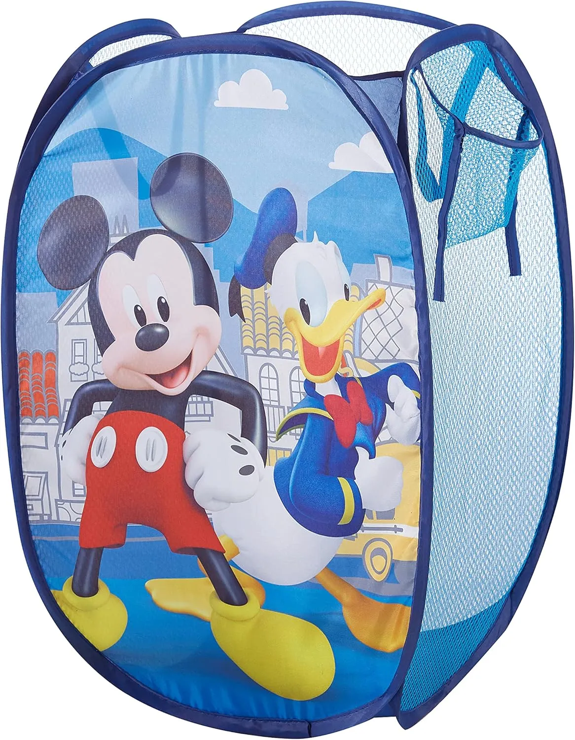 Idea Nuova Disney Mickey Mouse Pop Up Laundry Storage Hamper with Durable Carry Handles, 21" H x 13.5" W X 13.5" L, Blue
