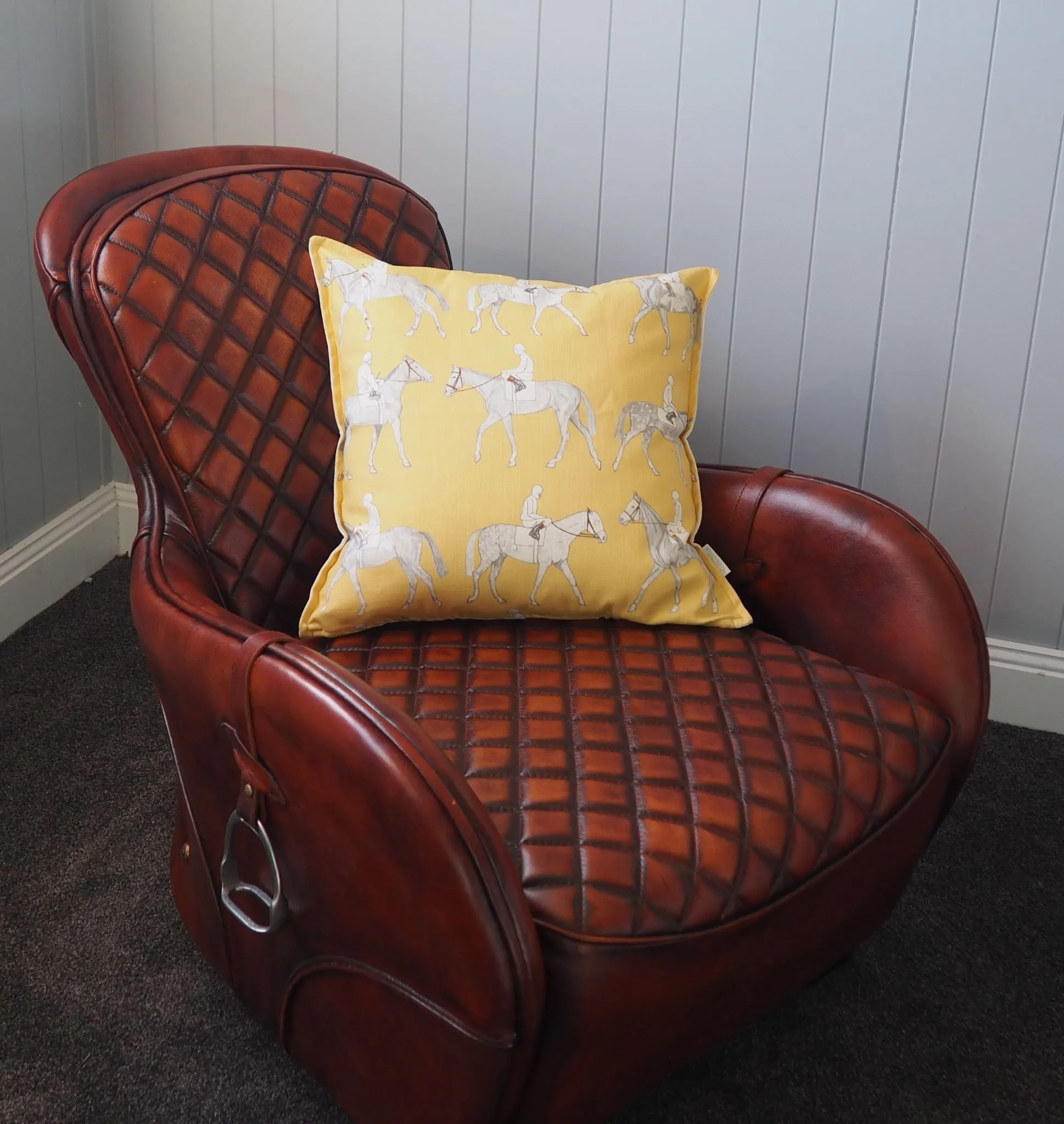 In The Paddocks Racing Cushion - Yellow