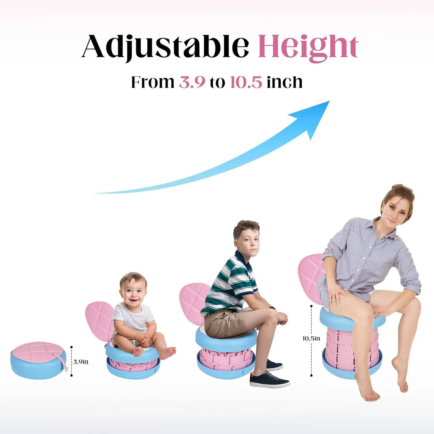Inmorven Portable Toilet Camping Foldable Potty for Toddler Adults Kids Travel Potty for Car,Camping,Trips,Boat,Indoor,Outdoor Emergency,Travel etc,Adjustable Height Training Toilet Seat.