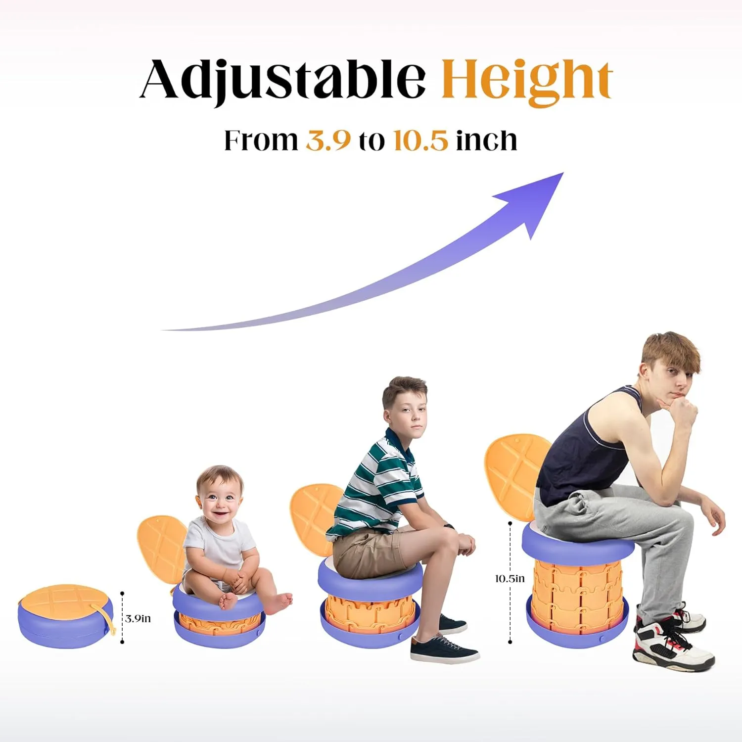 Inmorven Portable Toilet Camping Foldable Potty Travel Toilet Adjustable Height Training Seat Emergency Potty Travel for Toddler Adults Kids for Car,Camping, Trips,Boat,Indoor,Outdoor etc.