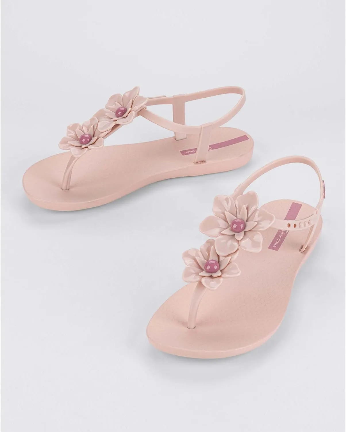 Ipanema Duo Flowers Fem Womens Sandals - Comfy Open Toe Sandals for Women, Thong Sandals w/T-Strap, Adjustable Ankle Strap, Floral Design, Dressy Sandals, Summer Dress Sandals