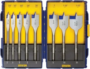 IRWIN Tools SPEEDBOR Blue Groove Pro Spade Bit Set with Case, 8-Piece (341008)