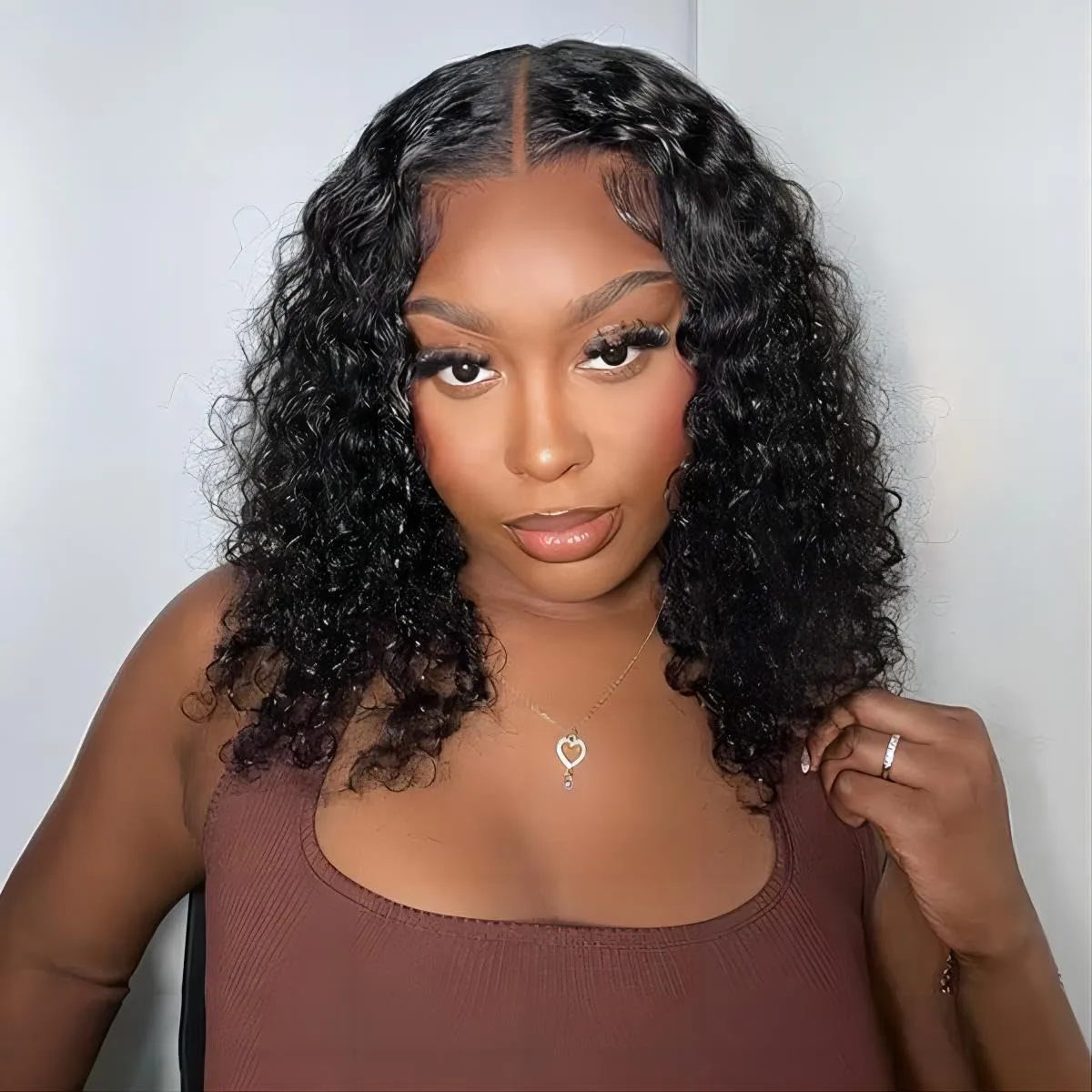 ISEE Hair Wear and Go Glueless Wigs Bob Wigs Human Hair Pre Plucked Water Wave Lace Front Wigs Human Hair Upgraded No Glue Transparent Lace Closure Wigs Human Hair for Women Natural Black 10 Inch