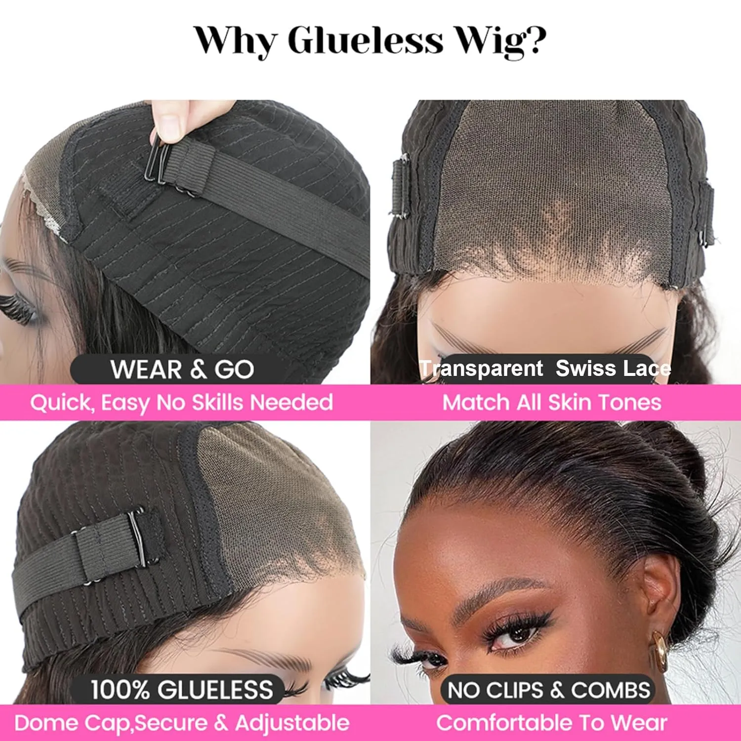 ISEE Hair Wear and Go Glueless Wigs Bob Wigs Human Hair Pre Plucked Water Wave Lace Front Wigs Human Hair Upgraded No Glue Transparent Lace Closure Wigs Human Hair for Women Natural Black 10 Inch