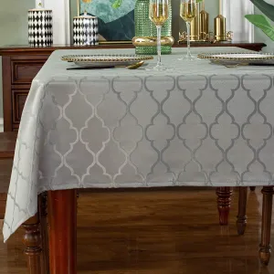 Jacquard Tablecloth Flower Pattern Polyester Table Cloth Spill Proof Dust-Proof Wrinkle Resistant Table Cover for Kitchen Dining Tabletop Decoration (Rectangle/Oblong, 60" x 84" (6-8 Seats),Gray)