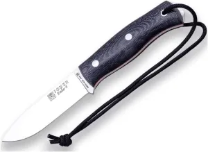 Joker Survival Knife CM123-P Ember Flat, 4.13 inches Blade of SANDVIK 14C28N Steel, Black Leather Sheath includes, Paracord 550 Included, Tool for Fishing, Hunting, Camping and Hiking (Micarta Canvas, Leather Sheath   FireStarter)