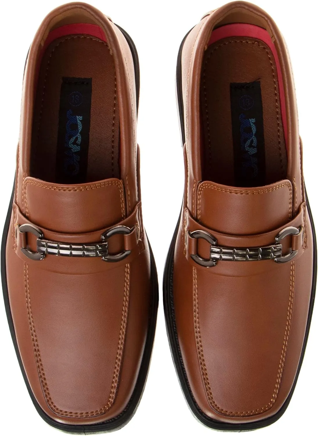 Josmo Boys Dress Shoes – Slip-On Comfort Uniform Oxford Loafer with Buckle Black and Brown (Big Kid/Little Kid) (Size 13-6)