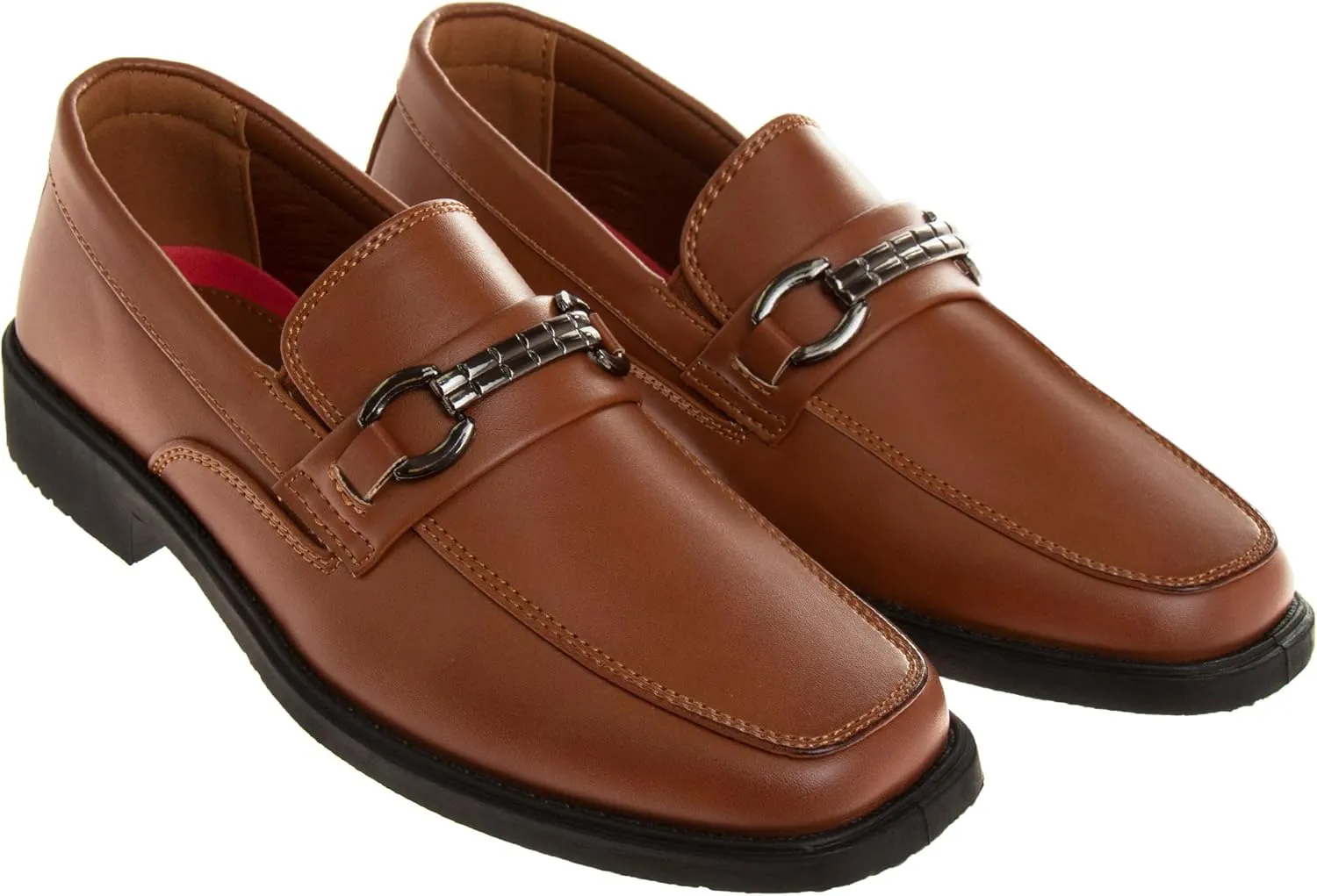 Josmo Boys Dress Shoes – Slip-On Comfort Uniform Oxford Loafer with Buckle Black and Brown (Big Kid/Little Kid) (Size 13-6)