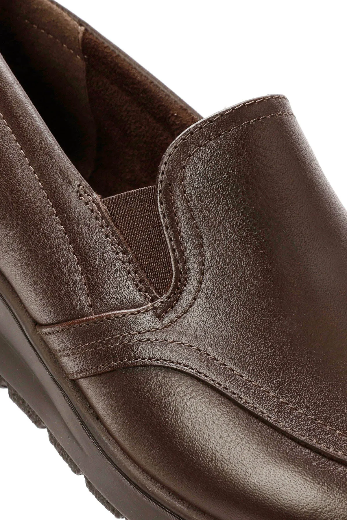 Kadın Kahverengi Dolgu Topuklu Deri Comfort Loafer