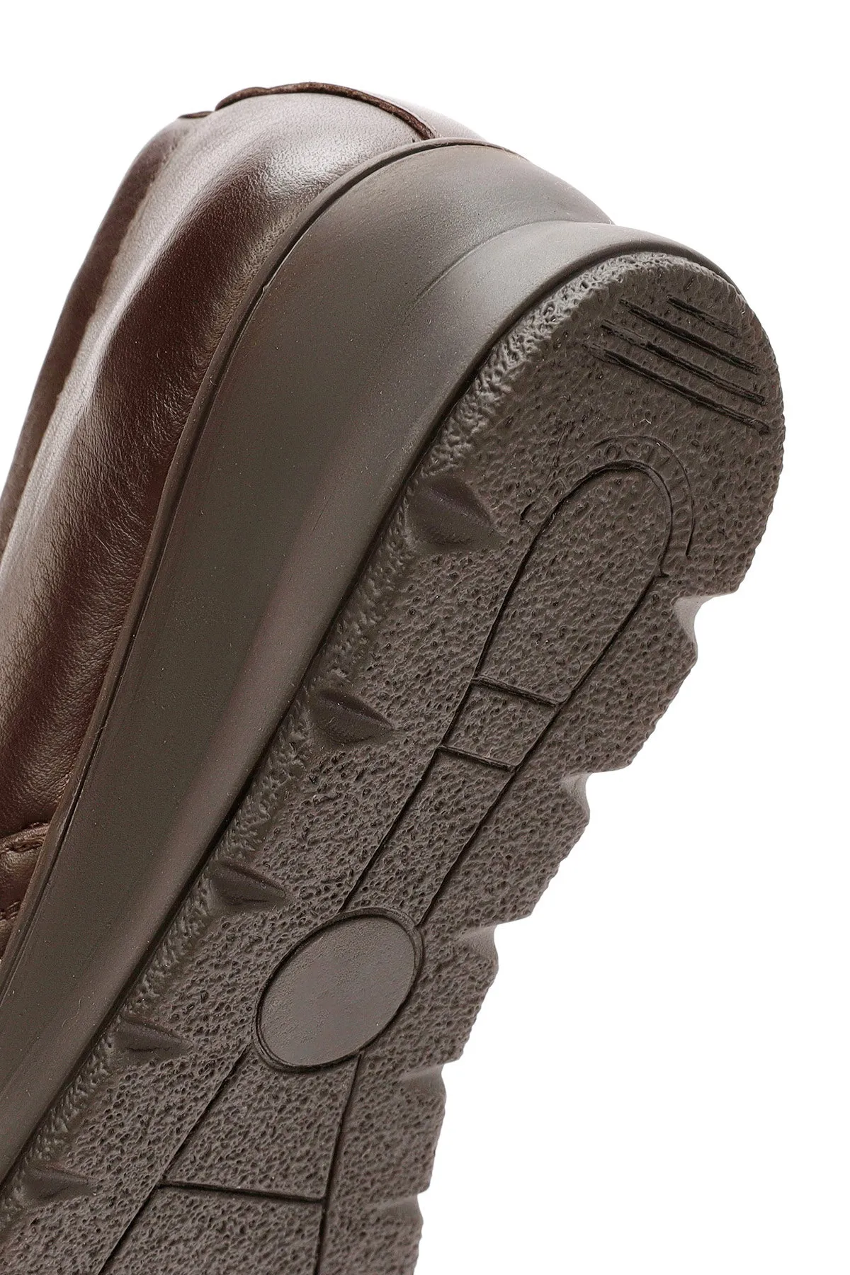 Kadın Kahverengi Dolgu Topuklu Deri Comfort Loafer