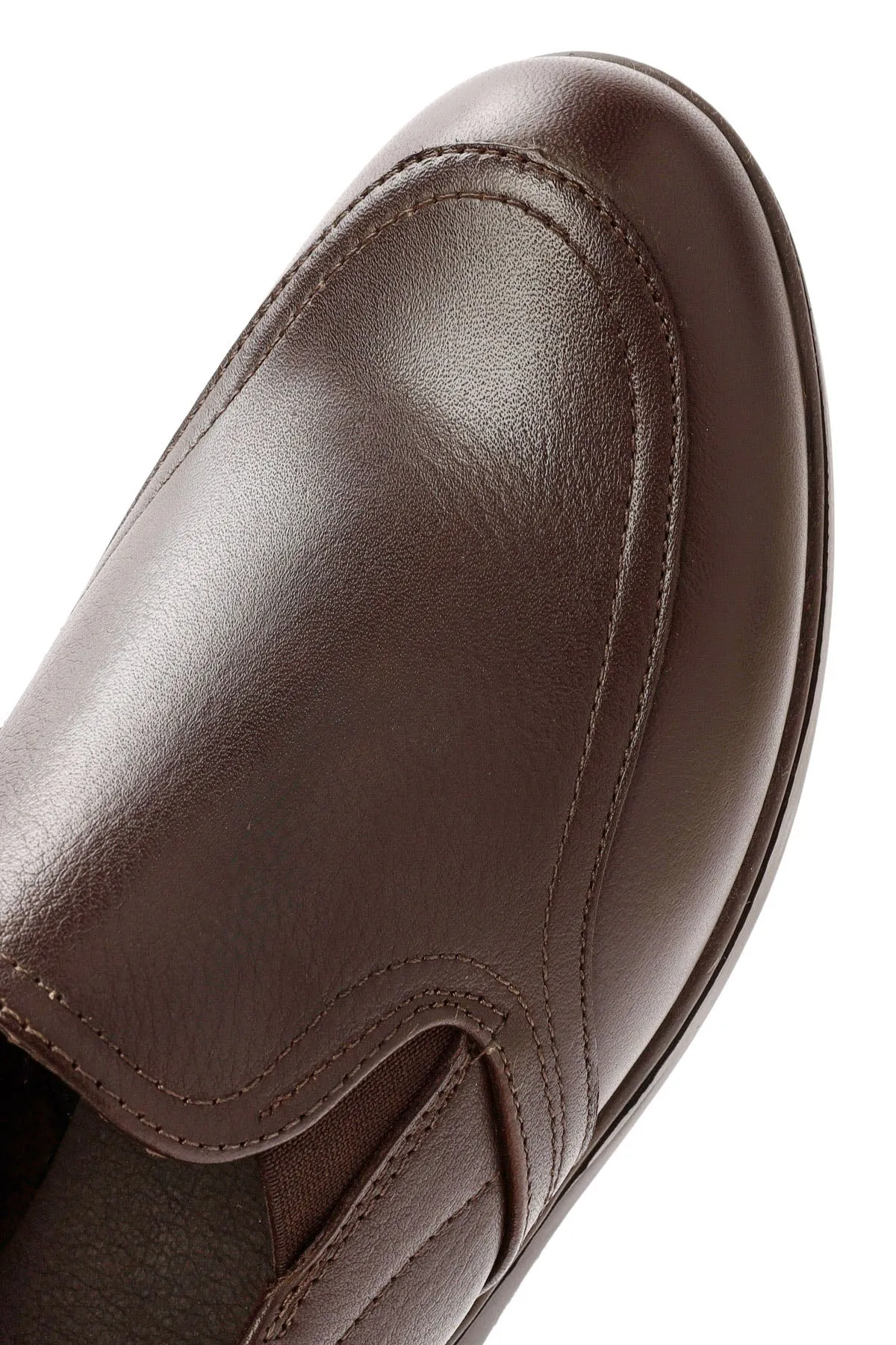 Kadın Kahverengi Dolgu Topuklu Deri Comfort Loafer