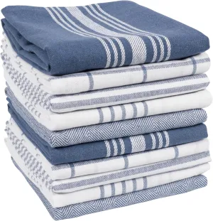 KAF Home Soho Kitchen Dish Towel Set of 10 | 18 x 28 Inch Tea Towels | Soft and Absorbent Mixed Set of Flat Towels | for Hand Drying & Cleaning Dishes | Durable & Colorful (Blue Gray)