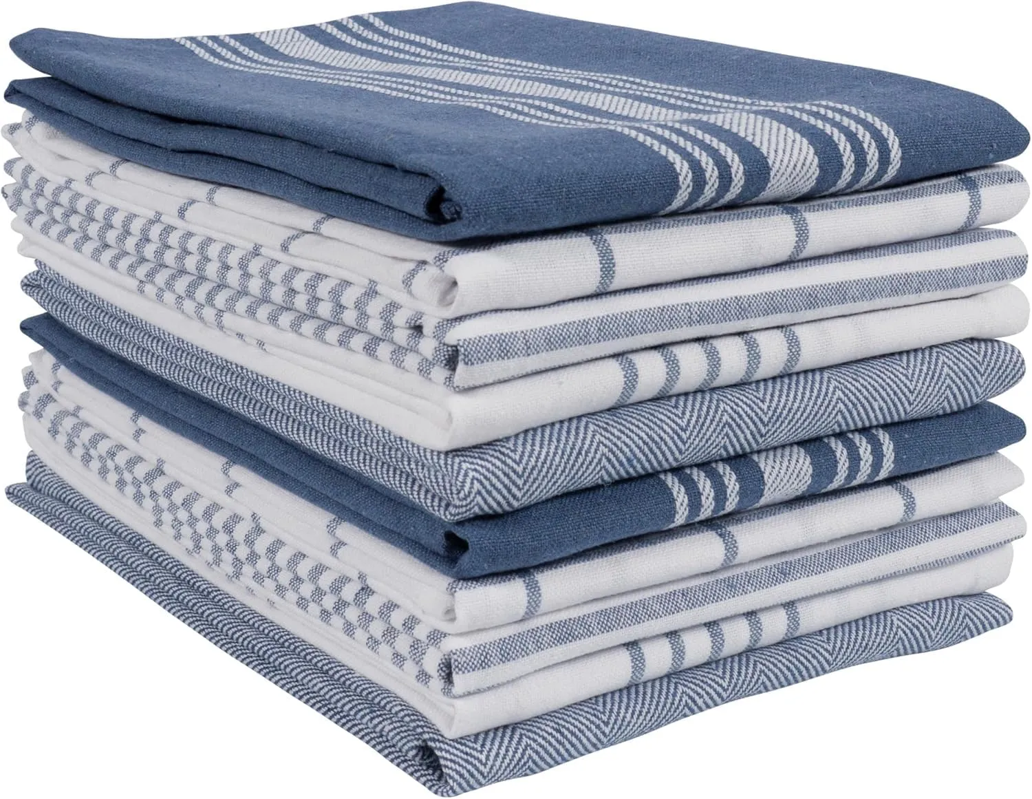 KAF Home Soho Kitchen Dish Towel Set of 10 | 18 x 28 Inch Tea Towels | Soft and Absorbent Mixed Set of Flat Towels | for Hand Drying & Cleaning Dishes | Durable & Colorful (Blue Gray)