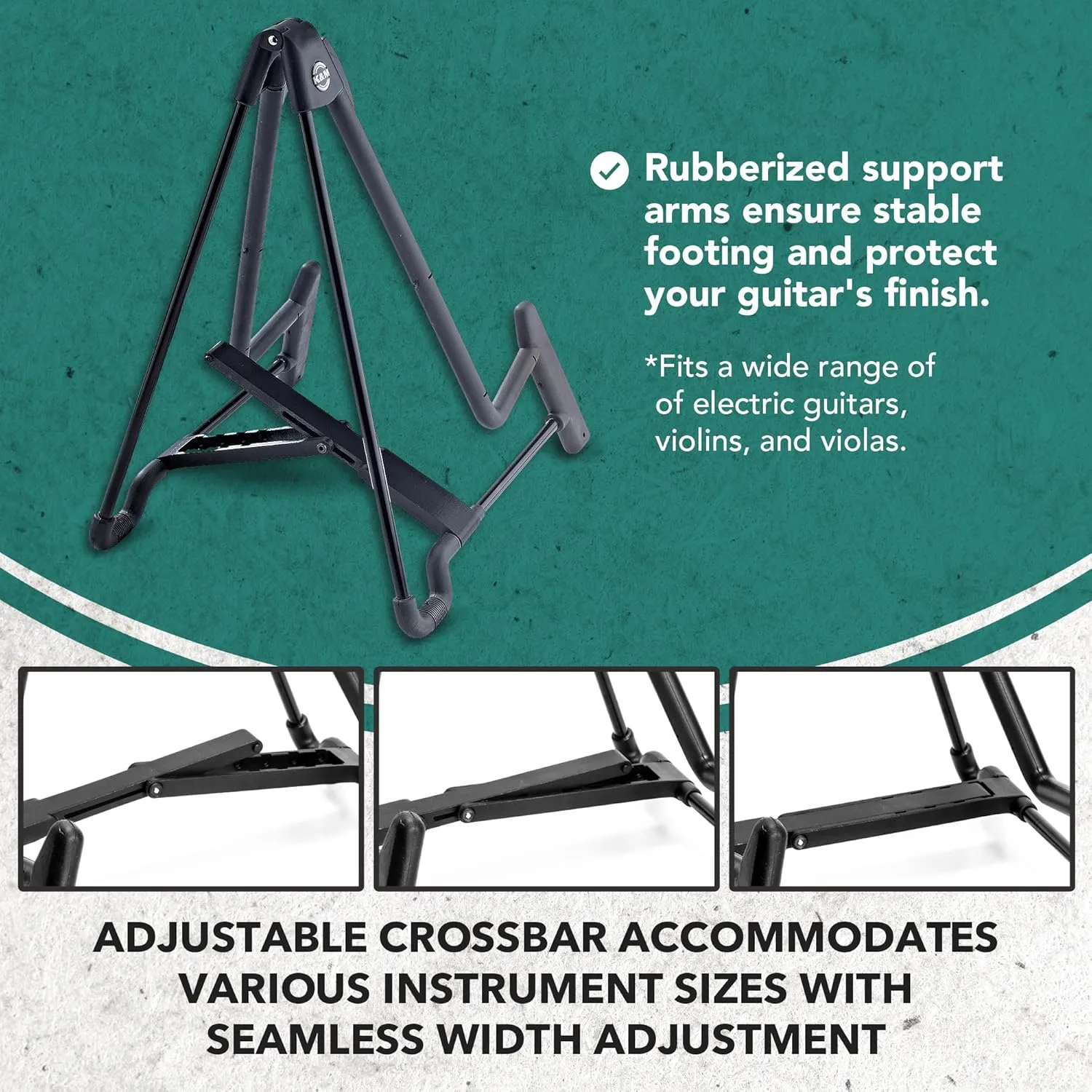 K&M König & Meyer 17581.014.55 Heli 2 Electric Folding A-Frame Guitar Stand for Electric Guitars | Adjustable and Collapsible | Sturdy and Durable Professional Choice | German Made Black