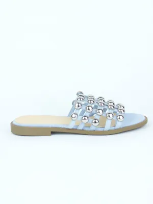 Kaya Light Blue Bauble Mule Sandal