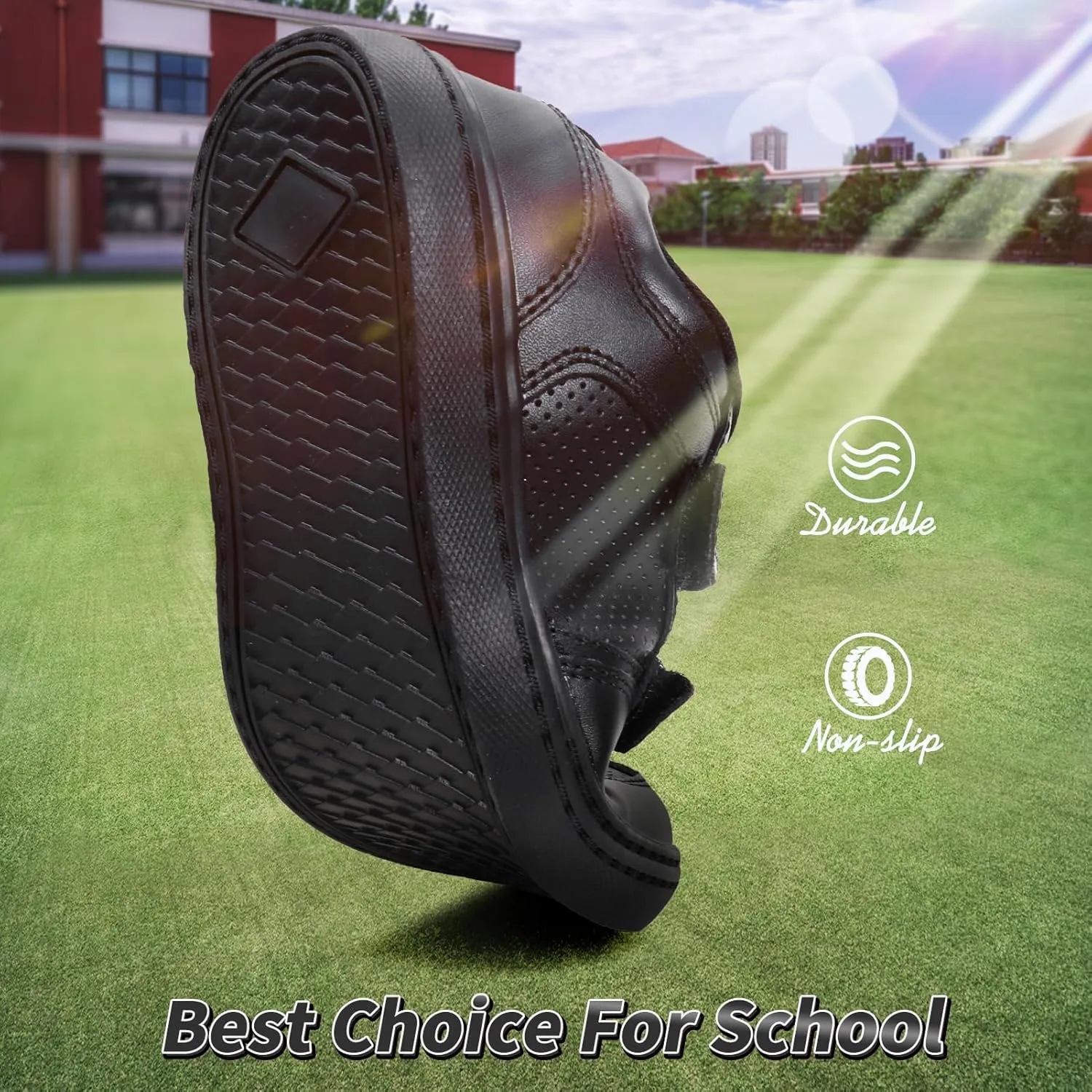 Kids Boys Black School Shoes Oxford Uniform Dress Slip Resistant Athletic Sneaker(Little/Big Kids)
