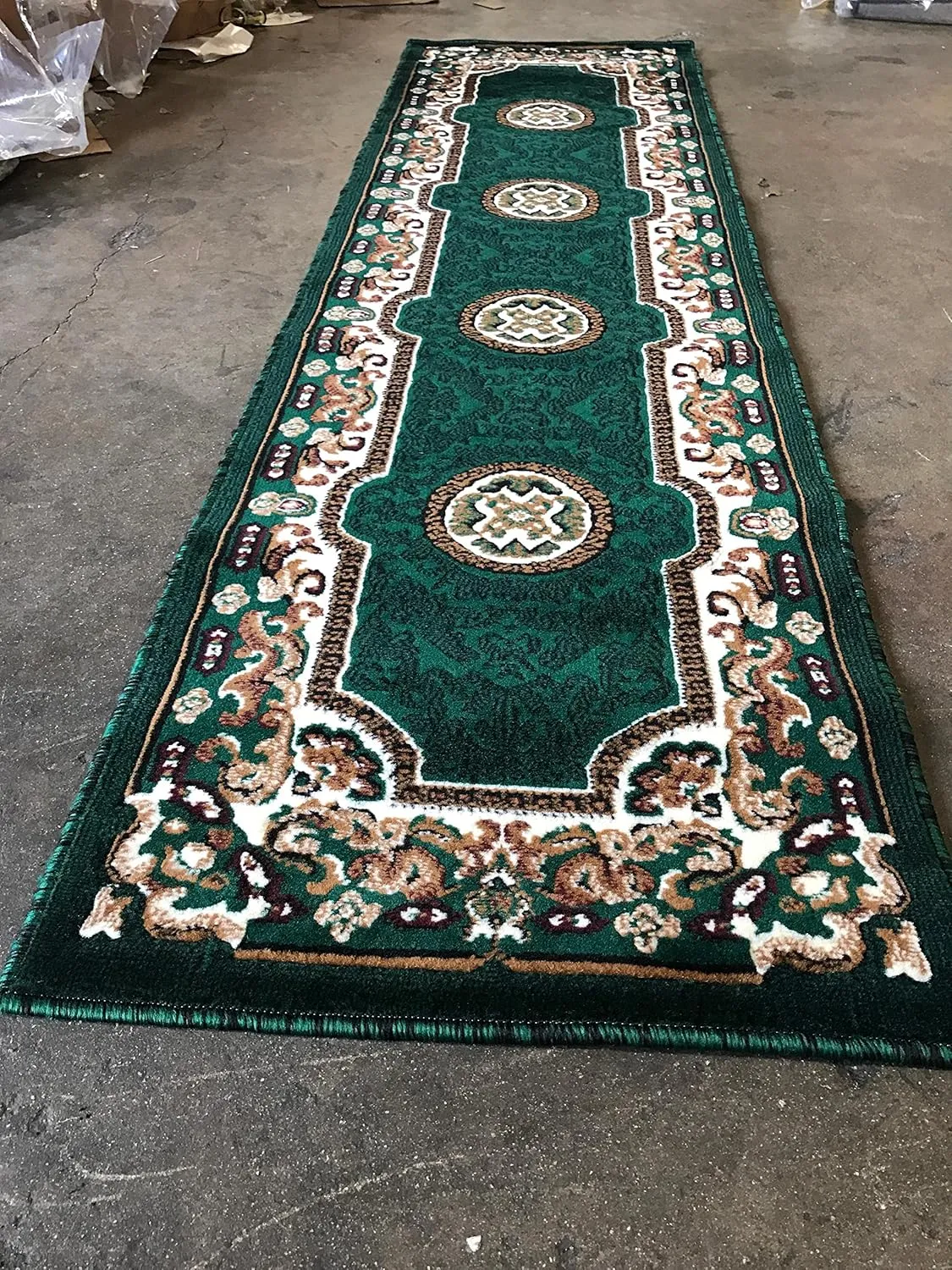Kingdom Traditional Runner Area Rug Hunter Green Design D123 (2 Feet X 7 Feet)